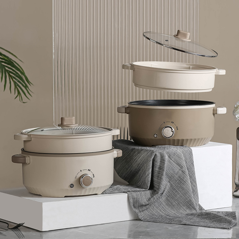 Zogifts Large-Capacity Multi-Function Electric <strong>Skillets</strong> Round Hot Cooking Frying Pot with Glass Aluminum Lid for Household <strong>Use</strong> - Product Image 6