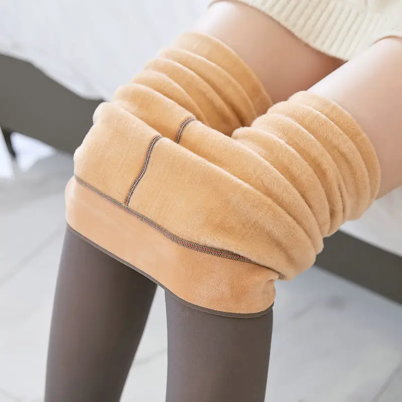 Leggings invernali caldi da donna collant in pile traslucido pantaloni termici in lana calze elastiche Sexy a vita alta