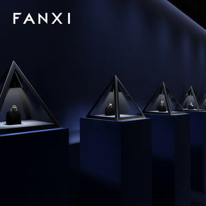 Fanxi zg005 tùy chỉnh độc đáo màu đen súng tam giác Showcase tủ đồ trang sức và khóa trang sức hiển thị trường hợp kính hiển thị bảng - Product Image 6