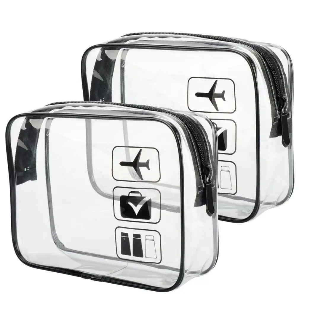 กระเป๋าเครื่องสำอางแบบใสพร้อมซิปกระเป๋าใส่อุปกรณ์อาบน้ำพร้อมโลโก้ออกแบบใหม่ของขวัญเดินทาง