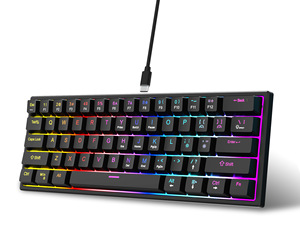Bàn phím chơi game cơ học RGB 61 phím với giao diện Type-C không kính toàn phím màu xanh lam Cắm và chơi Sản phẩm mới - Product Image 1
