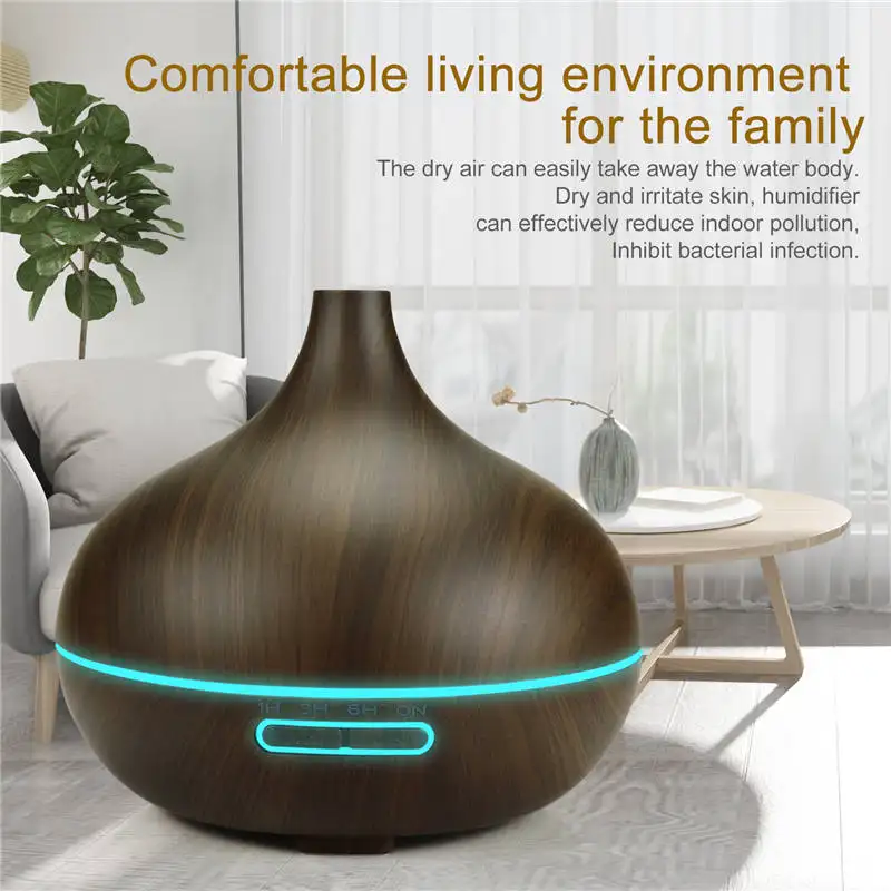 Diffuseur d'huile essentielle et d'arôme pour la maison, humidificateur d'air ultrasonique, avec télécommande, lampe LED de couleur, appareil de brume, ml