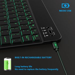 Teclado Bluetooth Azerty con diseño alemán personalizado, teclado inalámbrico portátil retroiluminado para tableta Android de 8 pulgadas - Product Image 3