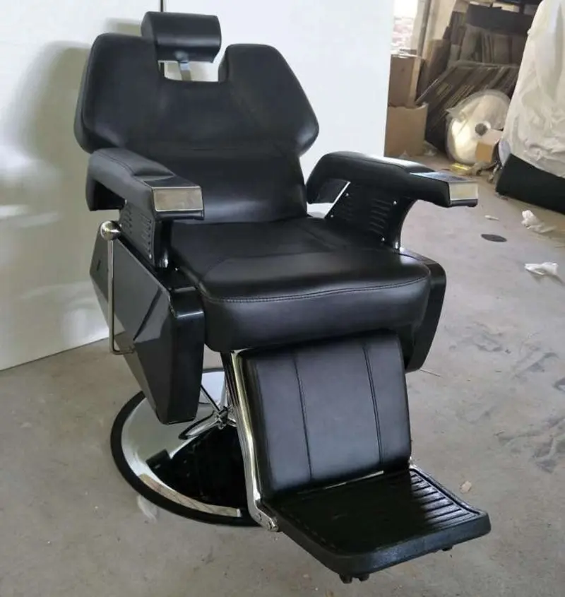 Chaise de barbier de luxe LC en cuir synthétique équipement de salon de coupe de cheveux avec pompe hydraulique pour salons de coiffure