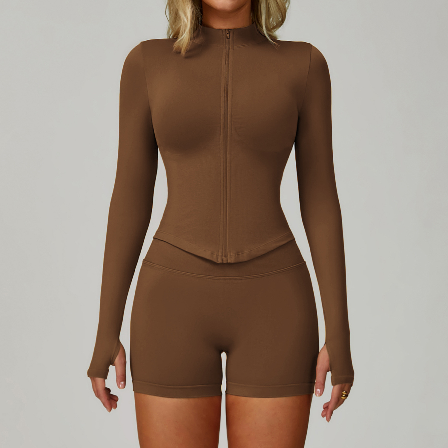 Veste+short-Marron