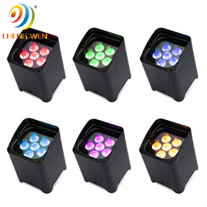 6X18W <strong>6in1</strong> RGBWA UV Wireless Battery Operated Flat LED PAR Light Uplights DJ Spotlights with DMX512 Control - Product Image 3