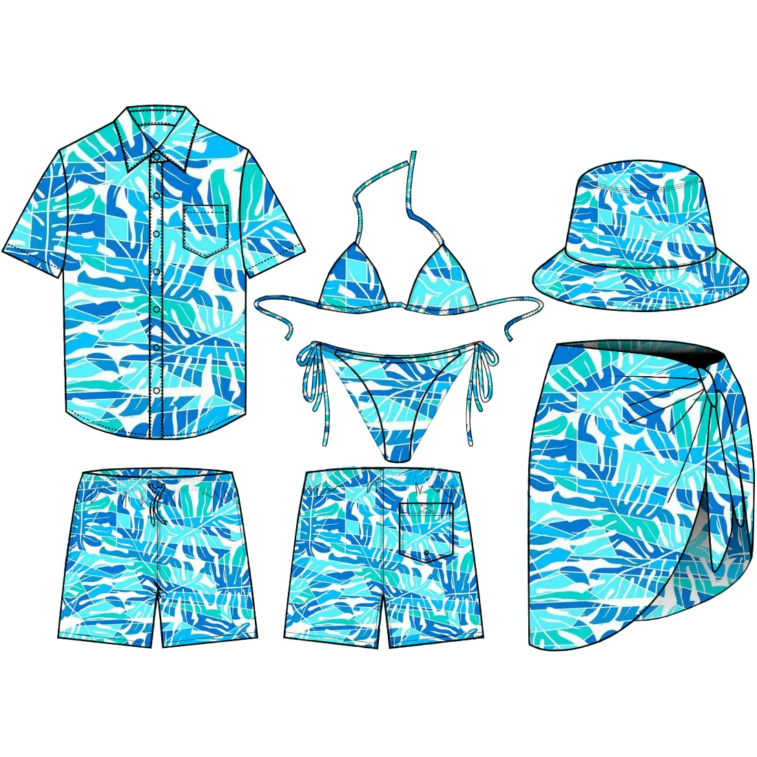 Biquíni de marca própria personalizado para mulheres, roupa de banho sexy para mulheres, shorts, trajes de banho, biquíni com camisas havaianas