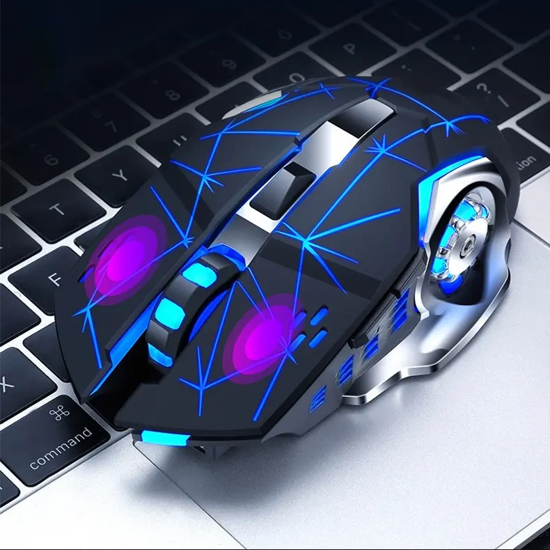 Portable Rechargeable Silent 2.4G Usb Optical 6D Computer RGB Led Glowing Rgp Gamer Wireless Gaming Mice Mouse with Side Buttons