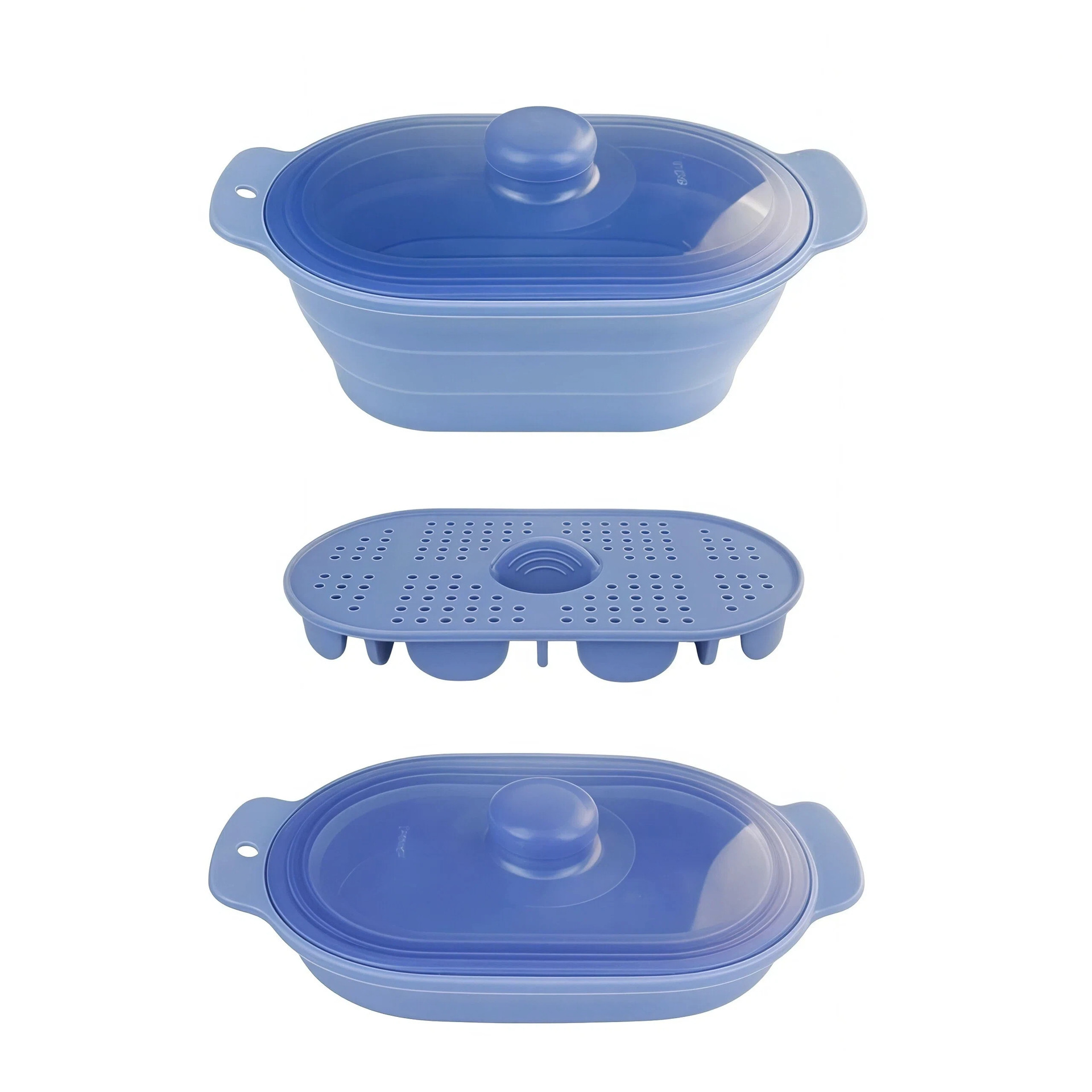 Rectangular dark blue steaming rack-foldable steamer