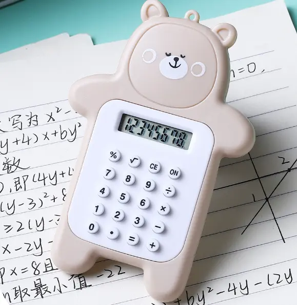 Calculadora portátil para chaveiro, mini urso fofo para estudantes, calculadora portátil para estudantes
