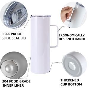 Daji <span class=keywords><strong>Hydro</strong></span> <span class=keywords><strong>20</strong></span> <span class=keywords><strong>oz</strong></span> thép không gỉ đôi chân không cách nhiệt Tumbler thăng hoa trống Skinny Mug với xử lý và nắp cho quà tặng - Product Image 3