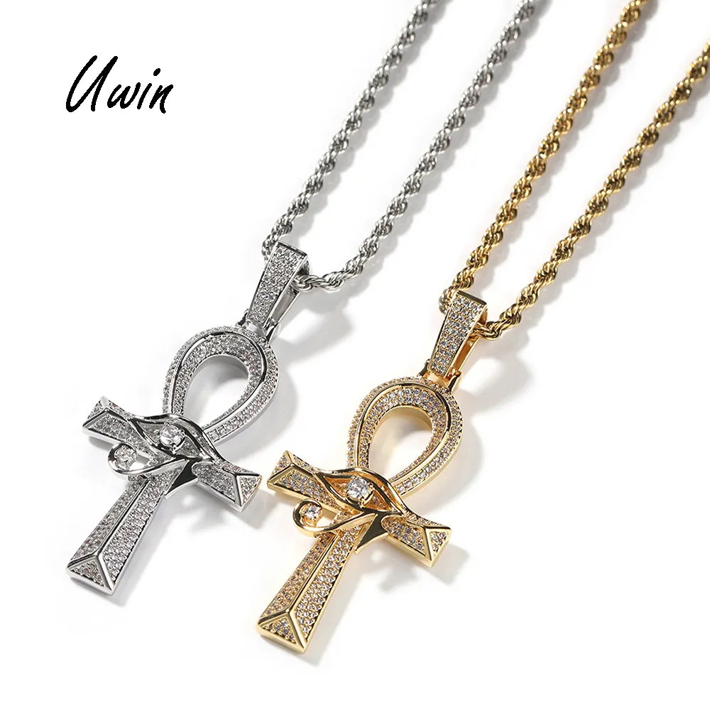 2023 UWIN Ankh pendentif croix oeil d'horus collier Ankh bijoux Hip Hop égyptien antique amulette