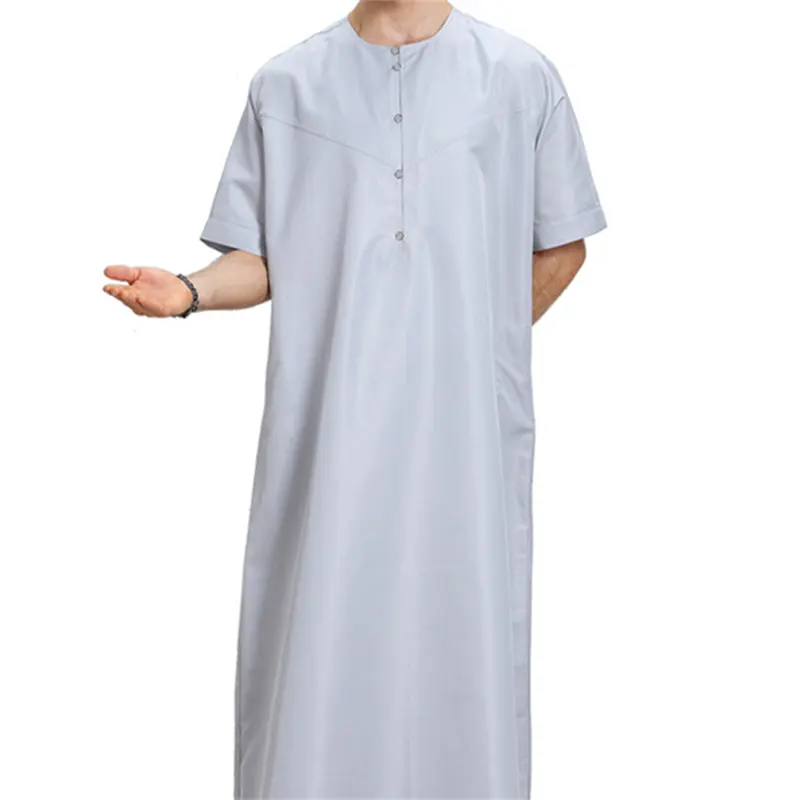 Nouveau lancement Camisa Masculina De Manga Curta Est arabe Kurta manches courtes vêtements islamiques vêtements musulmans hommes Thobe marocain