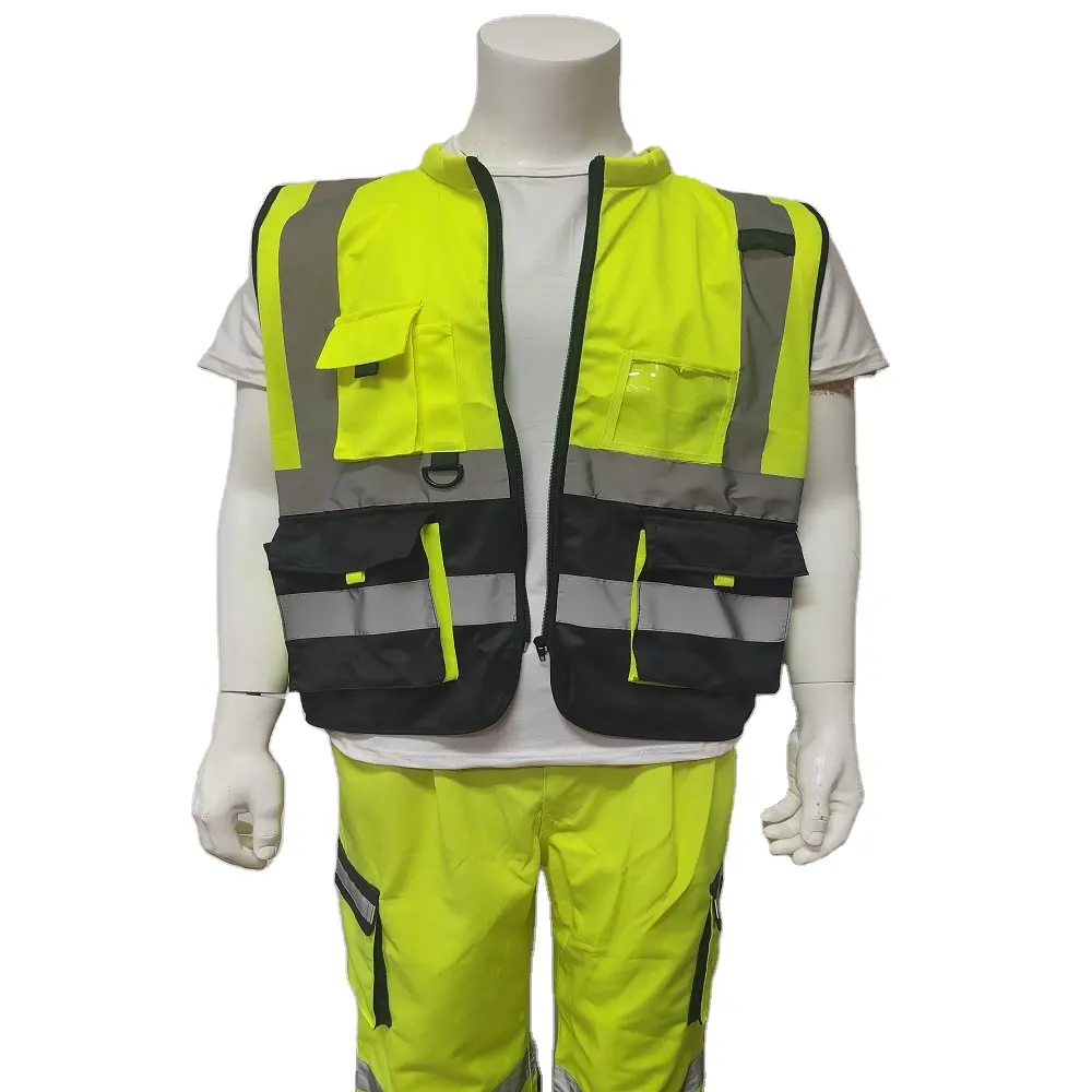 Vivid Engineer-chaleco reflectante ajustable de alta visibilidad, ropa de trabajo con múltiples bolsillos, 3M