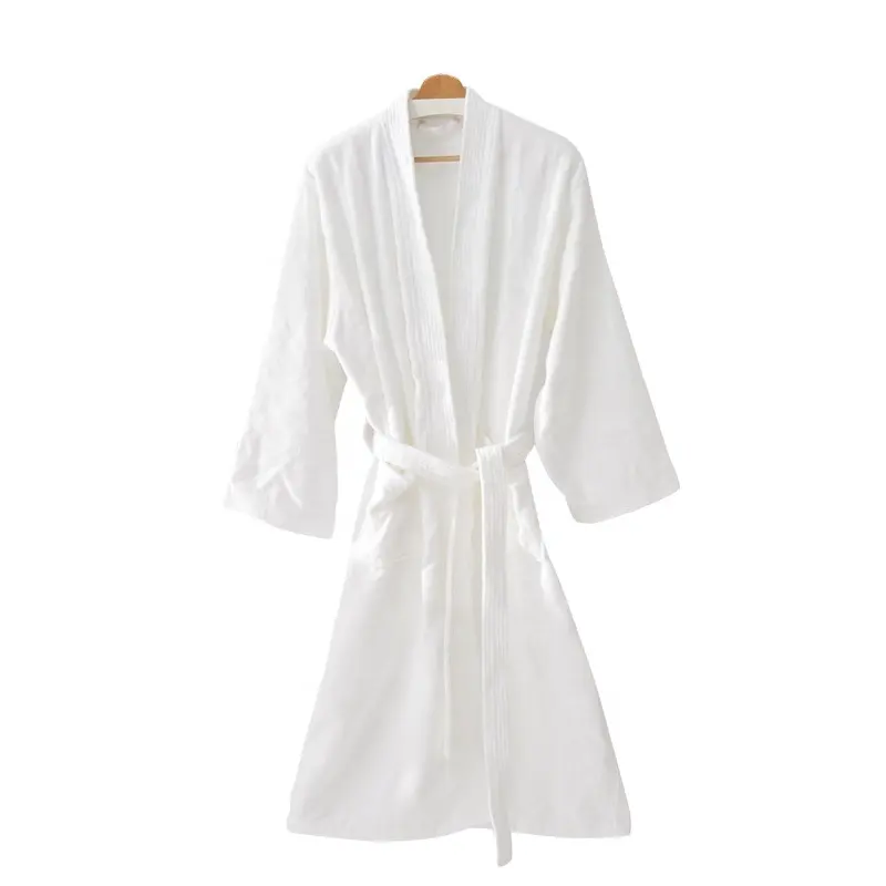 Hotel jubah mandi kain Terry putih untuk wanita pria uniseks Terry jubah mandi Kimono Spa katun mewah jubah mandi