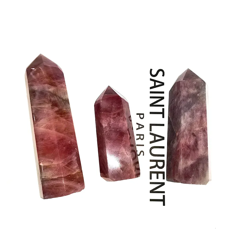Varita de cristal de cuarzo natural para fengshui, Torre curativa de punto rosa y púrpura de alta calidad, venta al por mayor