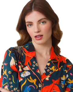 Custom Dames 2 Stuks Bedrukte Korte <span class=keywords><strong>Lounge</strong></span> Wear Sets Pj Set Satijnen Pyjama Dames Nachtkleding Loungewear Set Voor Dames - Product Image 4