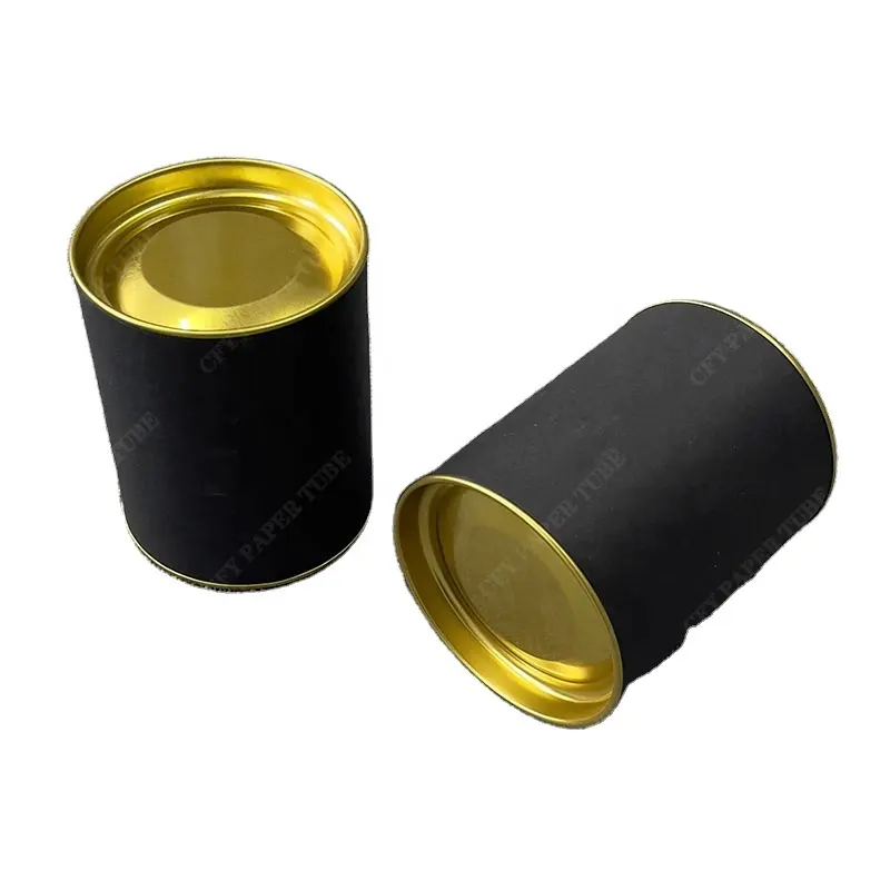 Tapón de caja de tubo de papel redondo personalizado o tarros de contenedores de plástico Tapas elevadas de lata de metal superior