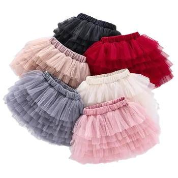 Faldas tutú de tul hinchadas de malla suave de múltiples capas de colores sólidos de diseño de moda de alta calidad para niñas