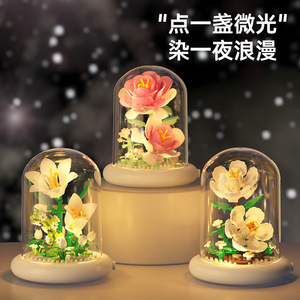 Креативная мини-головоломка 3D мультфильм микро дом строительные блоки новый пластиковый материал набор для сборки света в комплекте маска от пыли - Product Image 4