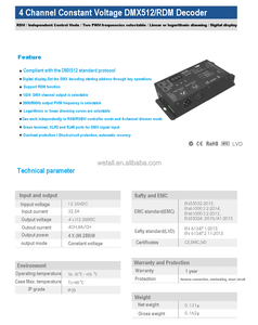 DMX512 decodificador tira de LED RGB/RGBW/RGBCW 3-4-5 canales controlador LED de voltaje constante