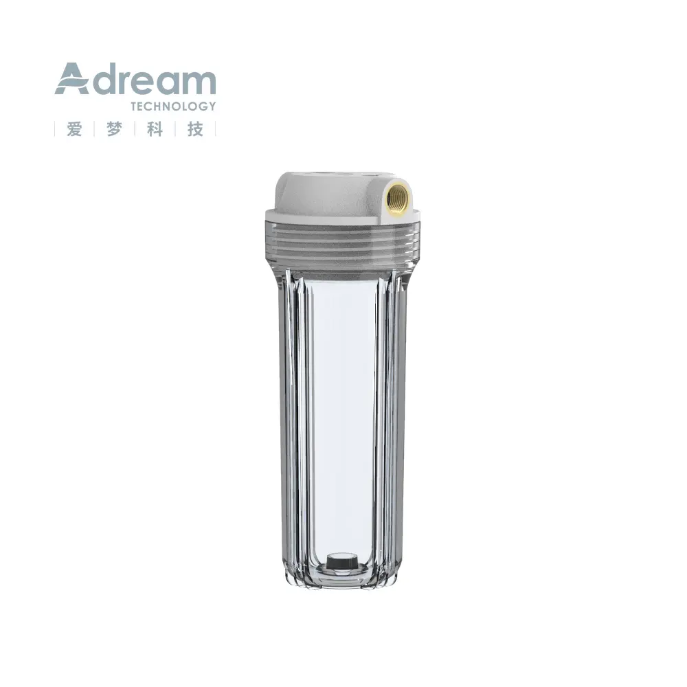 ADREAM TECH 10inch Type A Water Filter Housing Transparent White Blue Filter Housing with 1/2 Interface