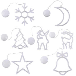 Luzes <span class=keywords><strong>LED</strong></span> Natal Decorações Janela Interior com Ventosa para Férias Festa de Aniversário Bateria Lâmpada Branca Quente