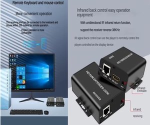 HDMI KVM扩展器通过5/6类以太网电缆连接到150M 1080P HDMI USB RJ45局域网扩展器支持键盘鼠标扩展传输 - Product Image 5