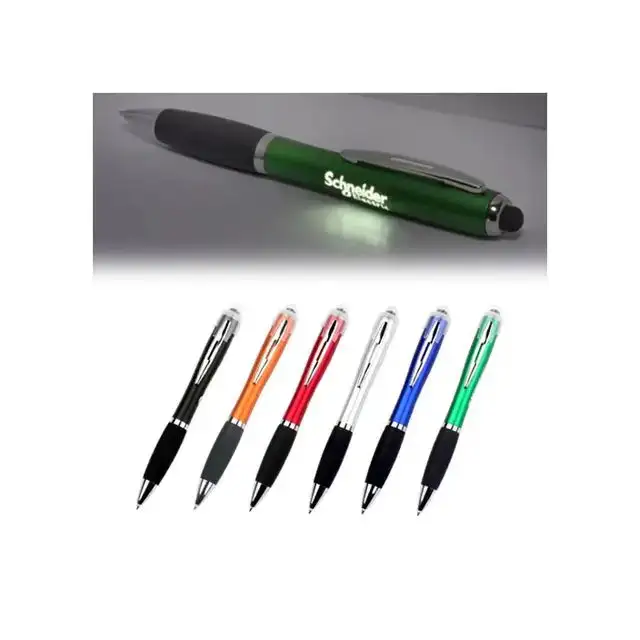 Stylo logo à luminescence laser personnalisé avec écran tactile, boîte à lumière publicitaire, stylo à bille