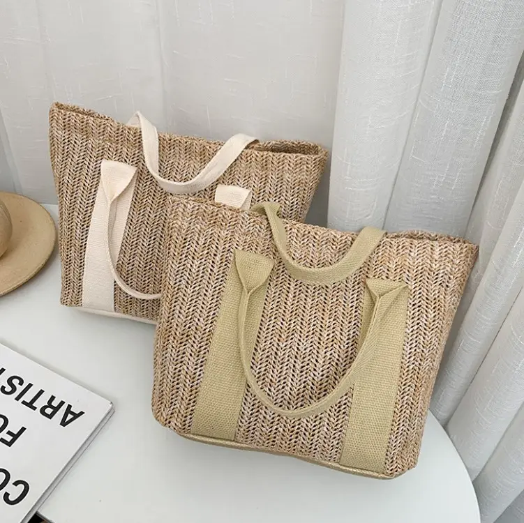 Handgemachte Seegras gewebte Handtaschen weibliche Strand tasche Gras Rattan Stroh Weben Anpassung Mode Frauen Handtaschen