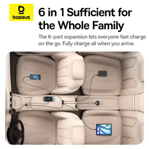 Baseus 110W araç içi araba şarjı genişletmek hızlı şarj 3U + 3C PD QC SCP FCP AFC hızlı şarj iPhone Samsung Xiaomi Huawei - Product Image 6