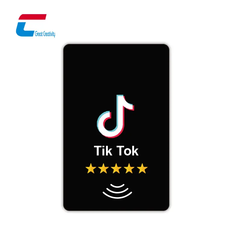 Обзорные карточки TikTok с завода Google Review PVC NFC Tap NTAG 213 социальные RFID визитные карточки