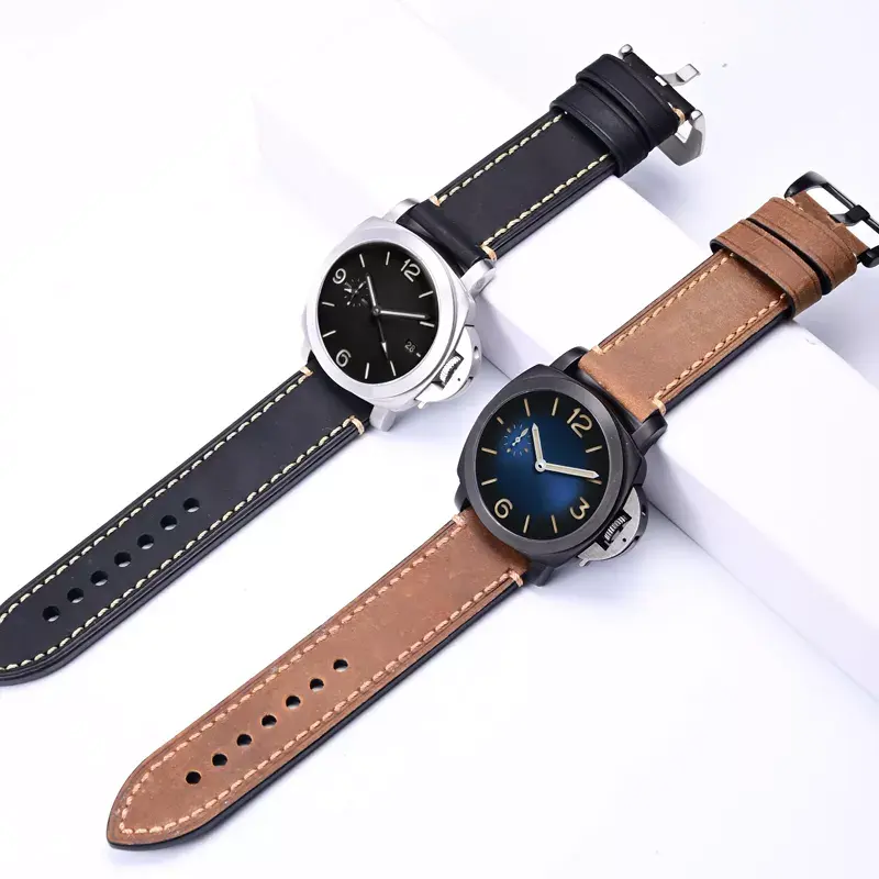 Rough watchband Crazy horse genuine leather watch strap wristband bracelet for panerai 22mm 26mm