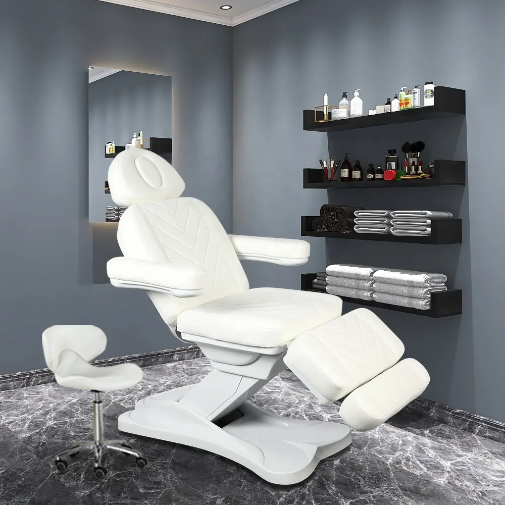 Silla de masaje de tratamiento eléctrico para salón de belleza, ajustable, moderna, barata, 3 motores, mesa de pestañas cosméticas