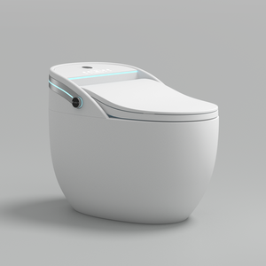 多機能高級ラウンドワンピースオートオープン電気ビデWC便器ブラック自動インテリジェントスマートトイレ