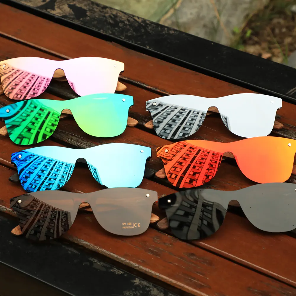 CONCHEN OEM modische Spiegel rahmenlose benutzer definierte Männer polarisierte Sonnenbrillen Holz Bambus Sonnenbrille für Unisex