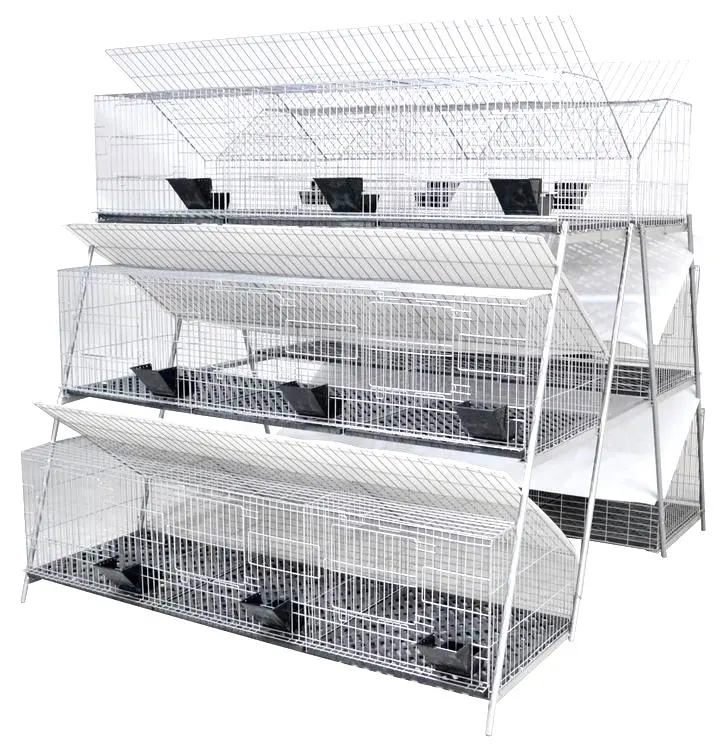 Jaula de alambre de Metal para Conejo, accesorio de 3 capas, posición de 18 jaula, galvanizado en caliente, Q235, venta directa de un tipo