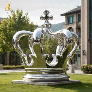 Tùy Chỉnh Thiết Kế Phong Cách Châu Âu Lớn Thép Không Gỉ Vương Miện Tác Phẩm Điêu Khắc Cho Lâu Đài Trang Trí Ngoài Trời - Product Image 5