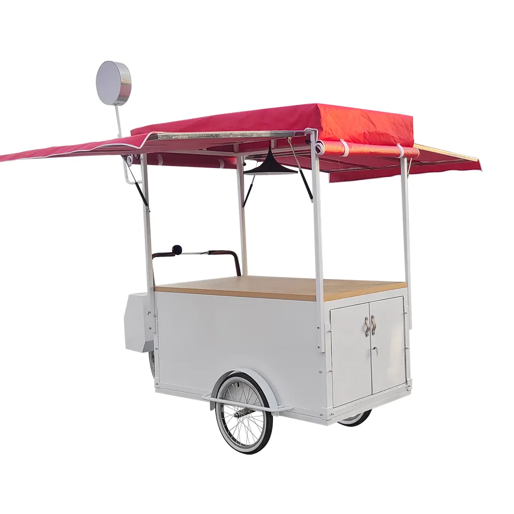 Coffee Large Storage Space 3 Wheels Tricycle Street Sale Fold Food Bike Business Cart Cargo Electric Coffee Bike Scooter