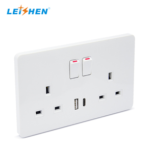 Enchufe de pared del Reino Unido, interruptor de alimentación doméstico, interruptor doble con interfaz tipo C y USB, uso multifunción,