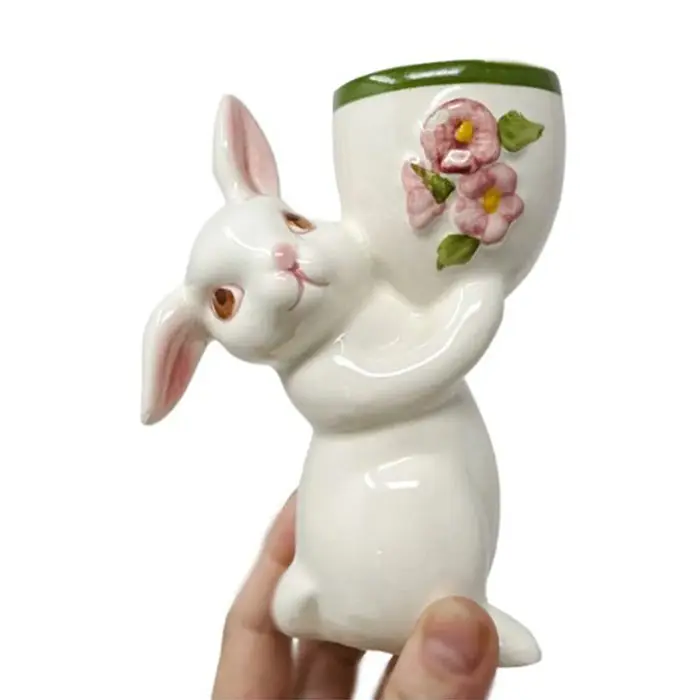 Lapins de Pâques en céramique pour bougie/jardinière/compote-décoration de Pâques, figurine lapin à collectionner