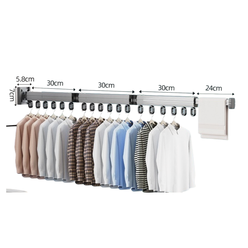 (Adhesive / Drill mounting)114cm-3 folds moveable hanging holes