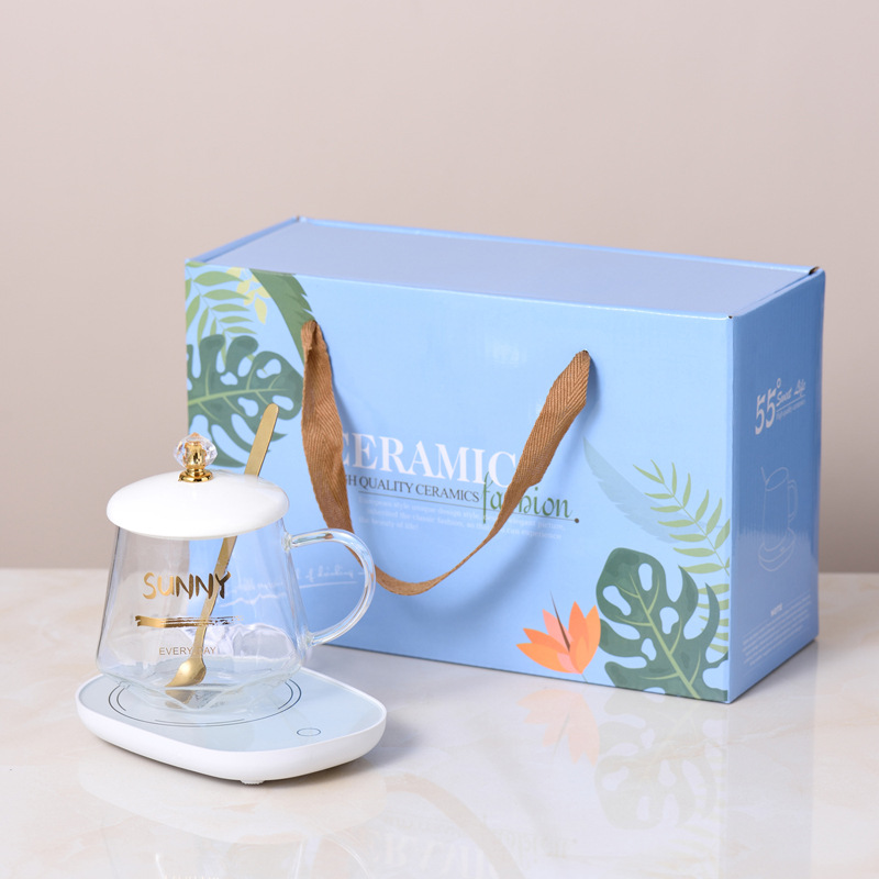 Taza de vidrio de temperatura constante Diamond blanca
