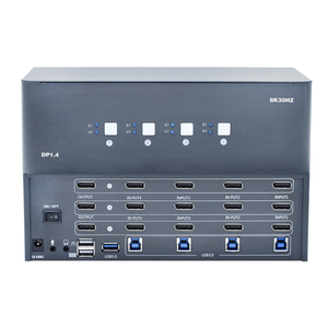 8K Triple <strong>Monitor</strong> <strong>KVM</strong> <strong>Switch</strong> 4-Port DP1.4 USB 3.0 Share Keyboard Mouse Set for 4 <strong>Computers</strong> Supports Windows/Mac/Linux Stock - Product Image 1