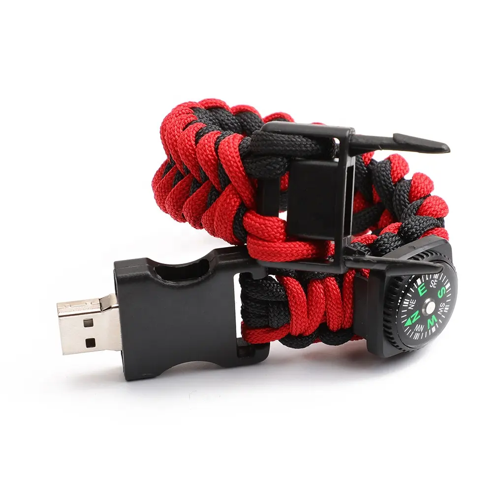 AiAude Cadeaux créatifs Bracelets en nylon tressé Lecteurs USB 32GB 64GB Design personnalisé Bracelet Clé USB avec boussole