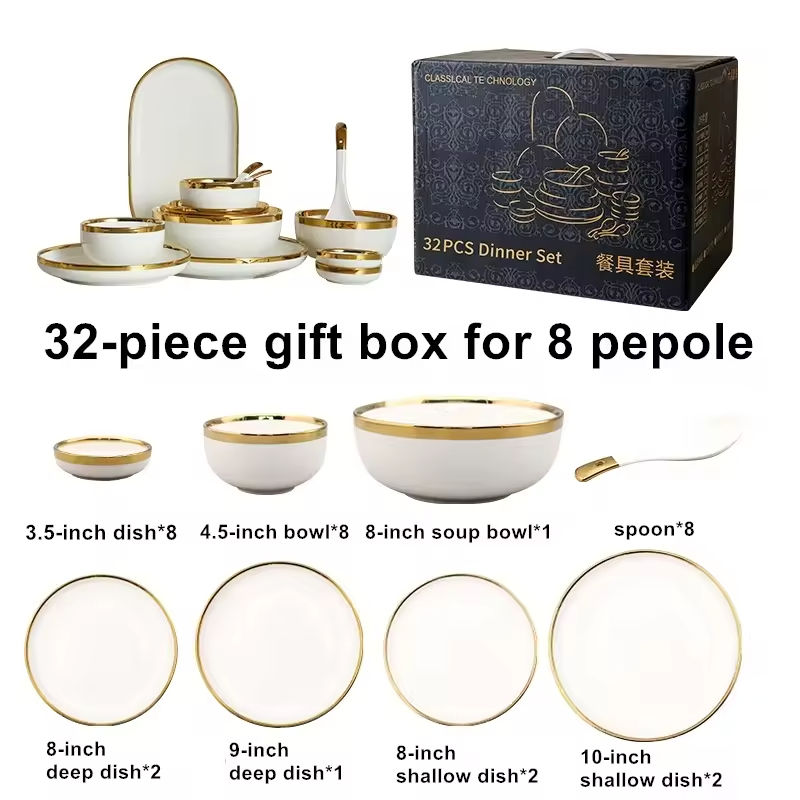 Juego de 32 piezas para 8 personas.