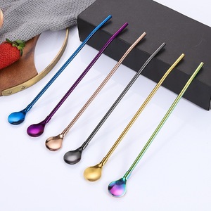 热卖304不锈钢金属吸管定制形状彩色饮用可重复使用吸管带过滤勺 - Product Image 4