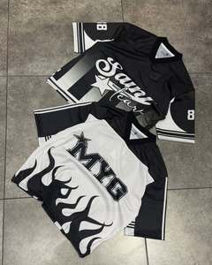 OEMカスタムパター印刷機ストリートウェアvネックボックスフィットクロップド野球メッシュオーバーサイズHombre Tシャツ - Product Image 4