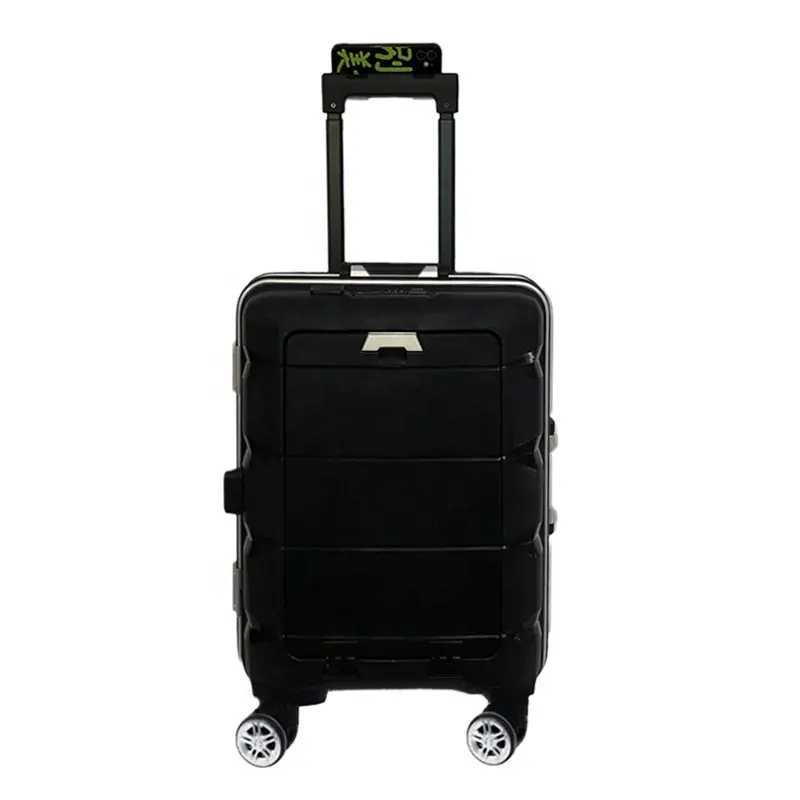 Valigia multifunzionale con lucchetto TSA bagaglio da lavoro con supporto per telefono valigia in alluminio con portabicchieri aperto sul davanti
