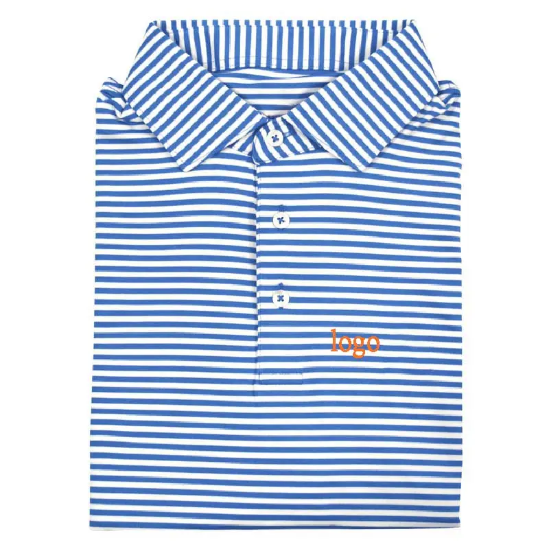 Polo de manga corta a rayas para hombre, camisa con logotipo personalizado de la empresa de fabricación, ropa de Golf de alta calidad